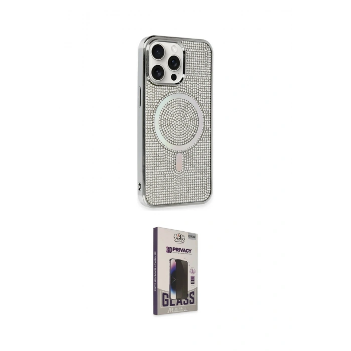 MARSİLYAN™- iPhone 15 Pro Kılıf Eksen Çizgi - Siyah Bilvis Hayalet Cam Ekran Koruyucu