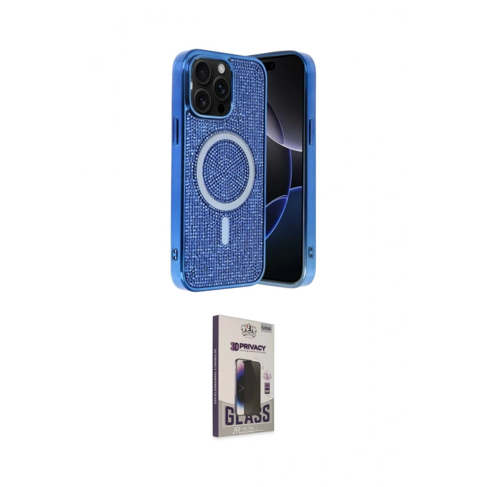 MARSİLYAN™- iPhone 15 Pro Kılıf Eksen Çizgi - Siyah Bilvis Hayalet Cam Ekran Koruyucu