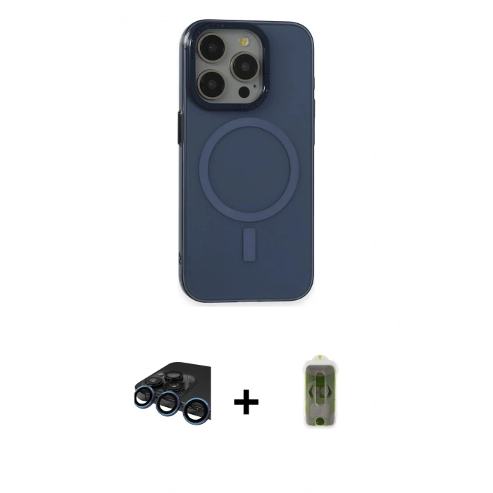 MARSİLYAN™- iPhone 15 Pro Kılıf Eksen Işık Prime - Siyah Joko Magic 5D Hayalet Cam + Raze Metal Kamera Lens - LT