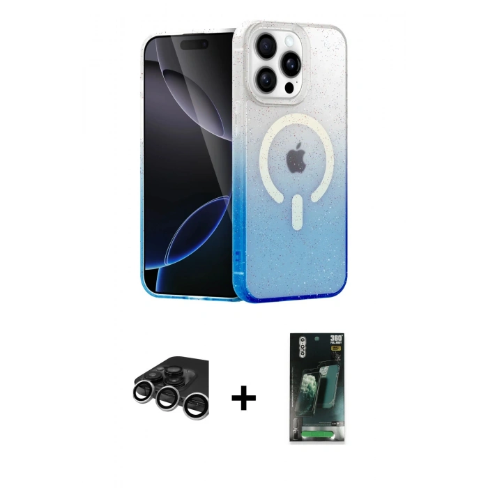 MARSİLYAN™- iPhone 15 Pro Kılıf Eksen Minimal Özel Seri - Siyah 360 Mat Full Body Arka Koruyucu + Gümüş Raze Metal Kamera Lens
