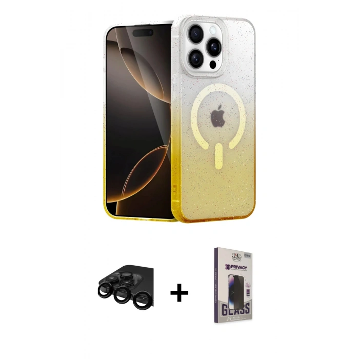 MARSİLYAN™- iPhone 15 Pro Kılıf Eksen Minimal Özel Seri - Siyah Bilvis Hayalet Cam Ekran Koruyucu + Raze Metal Kamera Lens - SH