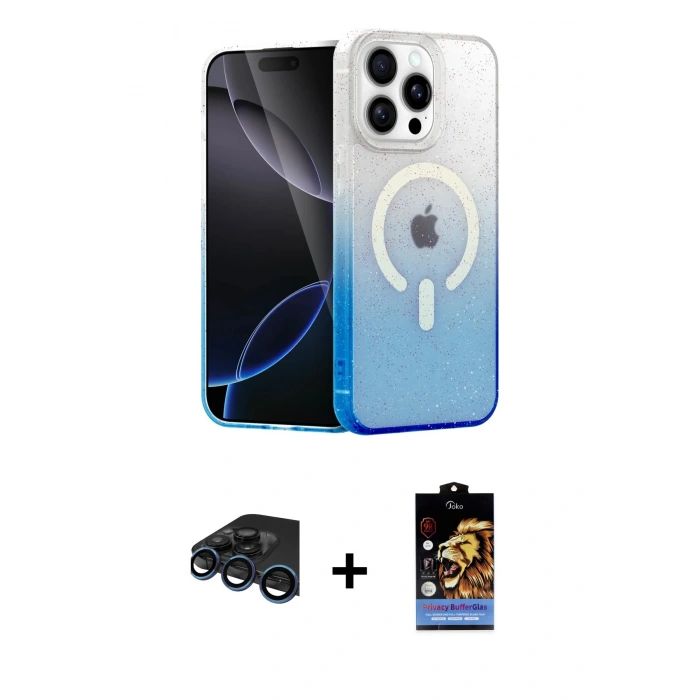 MARSİLYAN™- iPhone 15 Pro Kılıf Eksen Minimal Özel Seri - Siyah Buffer Hayalet Cam Ekran Koruyucu + Raze Metal Kamera Lens - LT