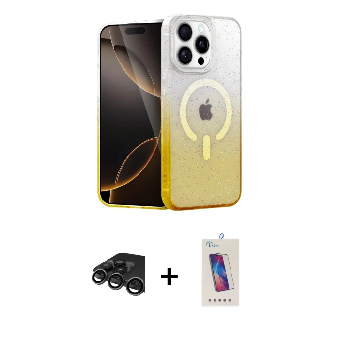 MARSİLYAN™- iPhone 15 Pro Kılıf Eksen Minimal Özel Seri - Siyah Joko 5D Cam + Raze Metal Kamera Lens - TMGI