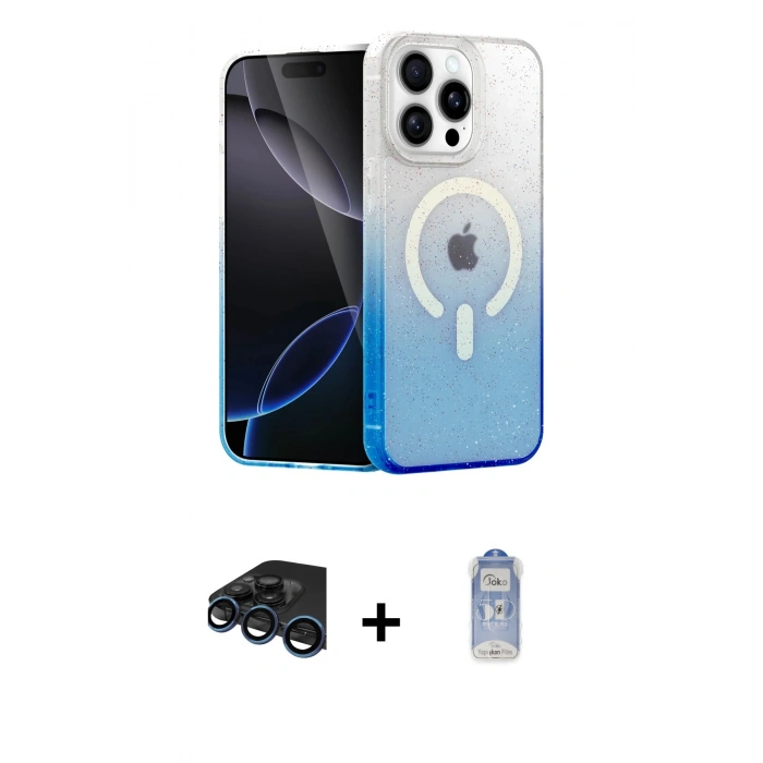 MARSİLYAN™- iPhone 15 Pro Kılıf Eksen Minimal Özel Seri - Siyah Joko Magic 5D Cam + Raze Metal Kamera Lens - LT