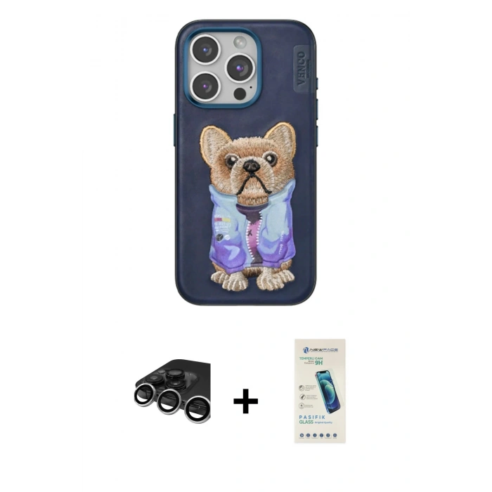 MARSİLYAN™- iPhone 15 Pro Kılıf İz Minimal Koleksiyonu - Şeffaf Pasifik Cam Ekran Koruyucu + Raze Metal Kamera Lens - GS