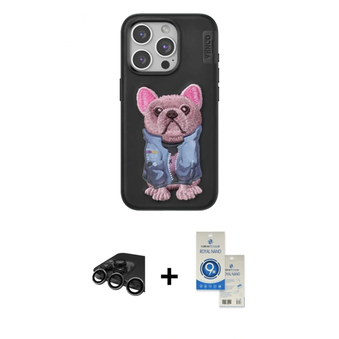MARSİLYAN™- iPhone 15 Pro Kılıf İz Minimal Koleksiyonu - Şeffaf Royal Nano Ekran Koruyucu + Raze Metal Kamera Lens - TMGI