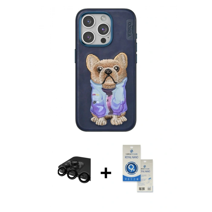 MARSİLYAN™- iPhone 15 Pro Kılıf İz Minimal Koleksiyonu - Şeffaf Royal Nano Ekran Koruyucu + Raze Metal Kamera Lens - SH