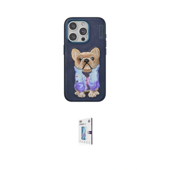 MARSİLYAN™- iPhone 15 Pro Kılıf İz Minimal Koleksiyonu - Siyah Bilvis 0.18mm Plus Cam Ekran Koruyucu