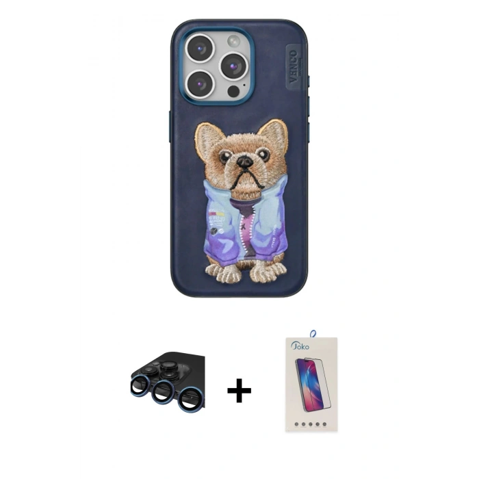MARSİLYAN™- iPhone 15 Pro Kılıf İz Minimal Koleksiyonu - Siyah Joko 5D Cam + Raze Metal Kamera Lens - LT