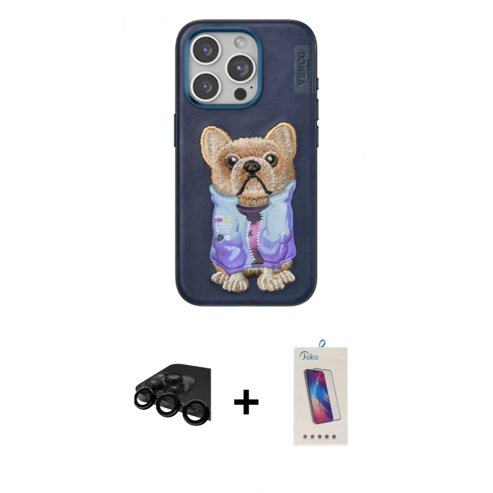 MARSİLYAN™- iPhone 15 Pro Kılıf İz Minimal Koleksiyonu - Siyah Joko 5D Cam + Raze Metal Kamera Lens - SH