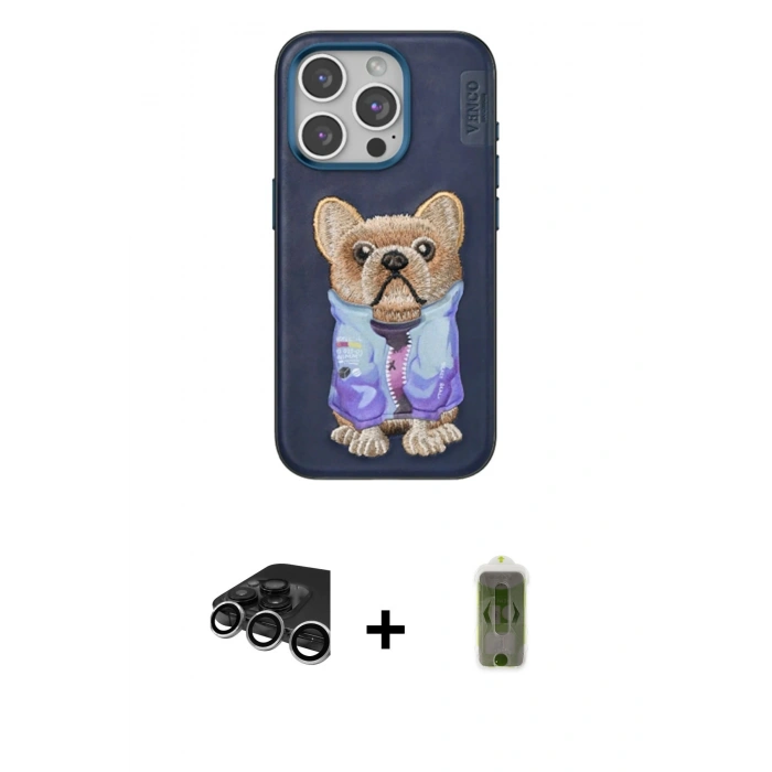MARSİLYAN™- iPhone 15 Pro Kılıf İz Minimal Koleksiyonu - Siyah Joko Magic 5D Hayalet Cam + Gümüş Raze Metal Kamera Lens