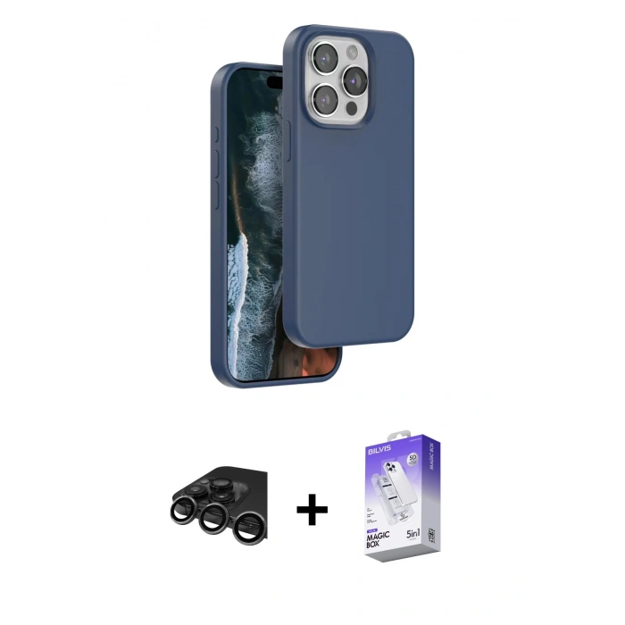 MARSİLYAN™- iPhone 15 Pro Kılıf Kıvılcım Çizgi Serisi - Siyah Bilvis 5in1 3D Magic Cam Ekran Koruyucu + Raze Metal Kamera Lens - TMGI