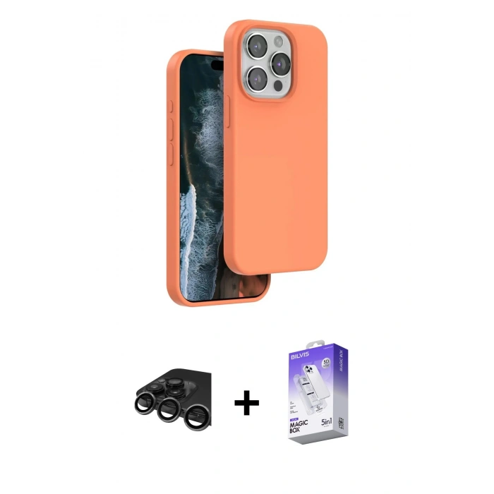 MARSİLYAN™- iPhone 15 Pro Kılıf Kıvılcım Çizgi Serisi - Siyah Bilvis 5in1 3D Magic Cam Ekran Koruyucu + Raze Metal Kamera Lens - TMGI