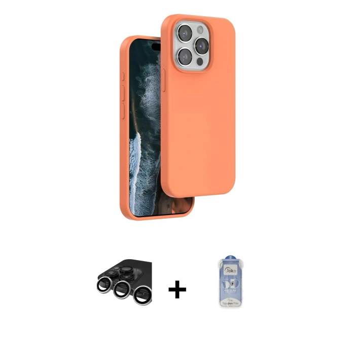 MARSİLYAN™- iPhone 15 Pro Kılıf Kıvılcım Çizgi Serisi - Siyah Joko Magic 5D Cam + Raze Metal Kamera Lens - GS