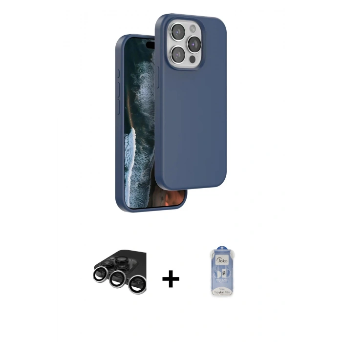 MARSİLYAN™- iPhone 15 Pro Kılıf Kıvılcım Çizgi Serisi - Siyah Joko Magic 5D Cam + Raze Metal Kamera Lens - GS