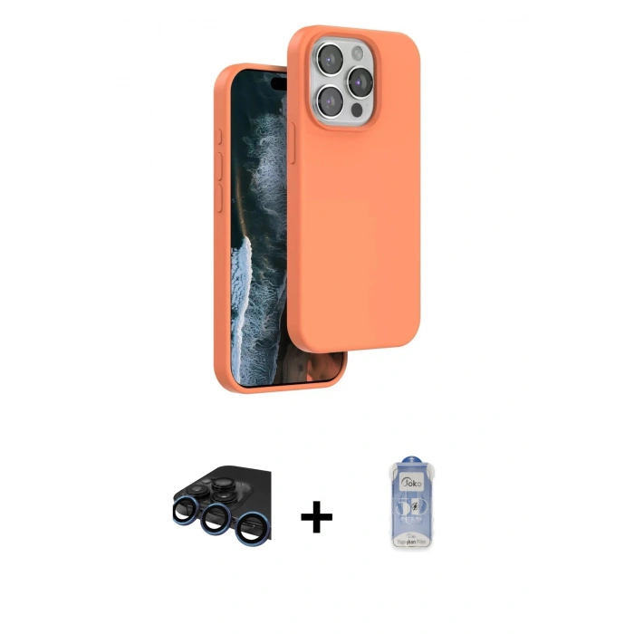 MARSİLYAN™- iPhone 15 Pro Kılıf Kıvılcım Çizgi Serisi - Siyah Joko Magic 5D Cam + Raze Metal Kamera Lens - LT