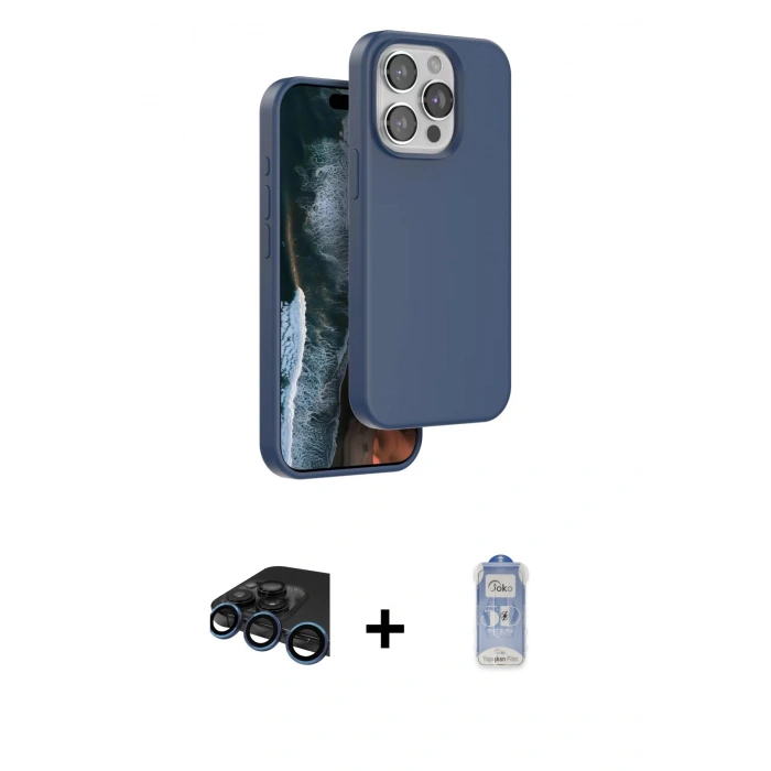 MARSİLYAN™- iPhone 15 Pro Kılıf Kıvılcım Çizgi Serisi - Siyah Joko Magic 5D Cam + Raze Metal Kamera Lens - LT