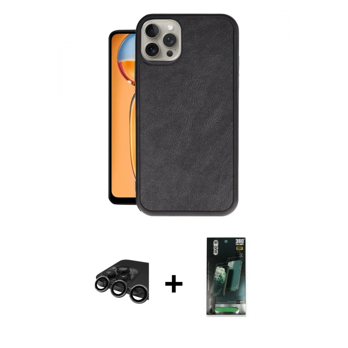 MARSİLYAN™- iPhone 15 Pro Kılıf Kıvılcım Işık Serisi - Şeffaf 360 Full Body Arka Koruyucu + Raze Metal Kamera Lens - TMGI