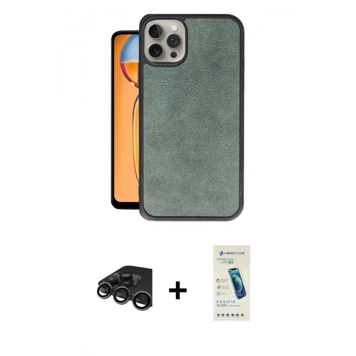 MARSİLYAN™- iPhone 15 Pro Kılıf Kıvılcım Işık Serisi - Şeffaf Pasifik Cam Ekran Koruyucu + Raze Metal Kamera Lens - TMGI