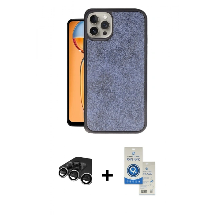 MARSİLYAN™- iPhone 15 Pro Kılıf Kıvılcım Işık Serisi - Şeffaf Royal Nano Ekran Koruyucu + Raze Metal Kamera Lens - GS