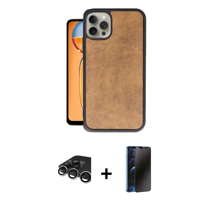 MARSİLYAN™- iPhone 15 Pro Kılıf Kıvılcım Işık Serisi - Siyah 3D Antistatik Hayalet Cam Ekran Koruyucu + Raze Metal Kamera Lens - GS