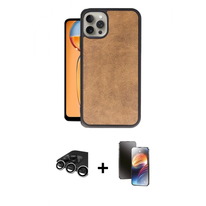 MARSİLYAN™- iPhone 15 Pro Kılıf Kıvılcım Işık Serisi - Siyah 3D Antistatik Mat Seramik Nano Ekran Koruyucu + Raze Metal Kamera Lens - GS