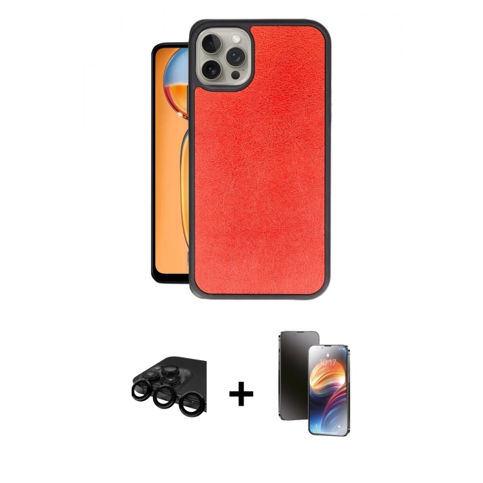 MARSİLYAN™- iPhone 15 Pro Kılıf Kıvılcım Işık Serisi - Siyah 3D Antistatik Mat Seramik Nano Ekran Koruyucu + Raze Metal Kamera Lens - SH