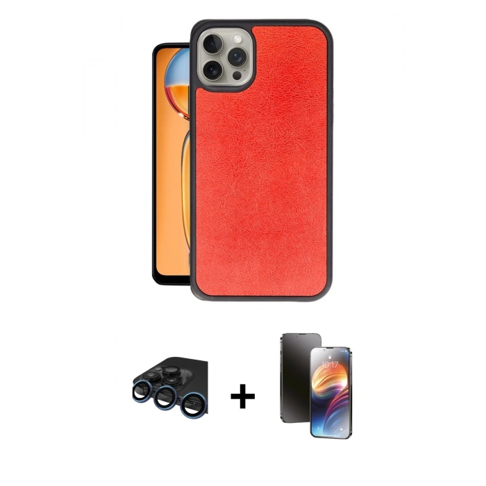 MARSİLYAN™- iPhone 15 Pro Kılıf Kıvılcım Işık Serisi - Siyah 3D Antistatik Mat Seramik Nano Ekran Koruyucu + Raze Metal Kamera Lens - LT