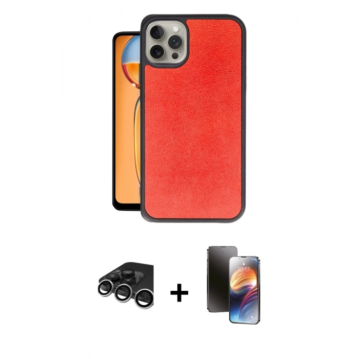 MARSİLYAN™- iPhone 15 Pro Kılıf Kıvılcım Işık Serisi - Siyah 3D Antistatik Mat Seramik Nano Ekran Koruyucu + Raze Metal Kamera Lens - GS