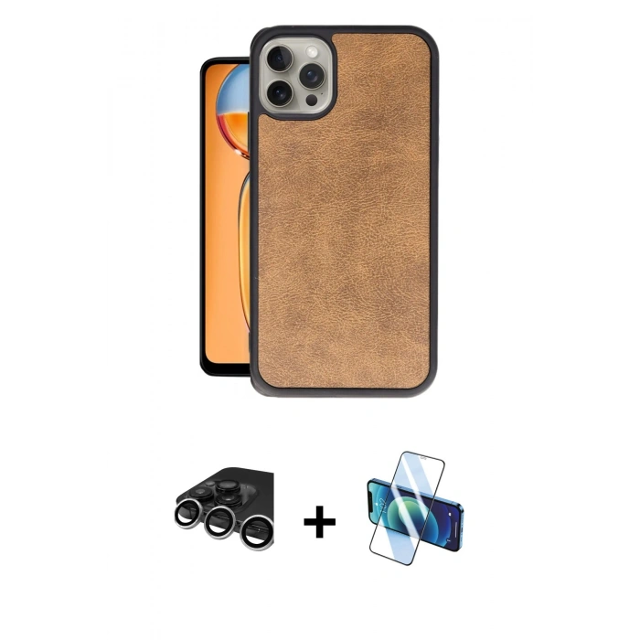 MARSİLYAN™- iPhone 15 Pro Kılıf Kıvılcım Işık Serisi - Siyah 3D Antistatik Seramik Nano Ekran Koruyucu + Raze Metal Kamera Lens - GS