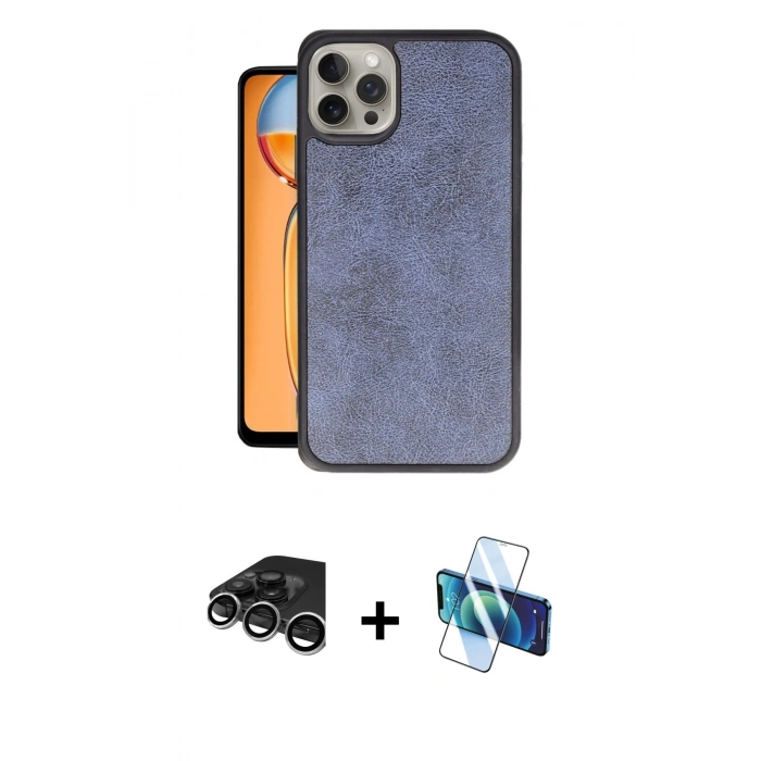 MARSİLYAN™- iPhone 15 Pro Kılıf Kıvılcım Işık Serisi - Siyah 3D Antistatik Seramik Nano Ekran Koruyucu + Raze Metal Kamera Lens - GS