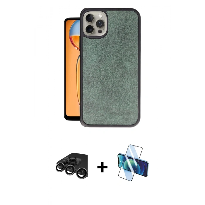 MARSİLYAN™- iPhone 15 Pro Kılıf Kıvılcım Işık Serisi - Siyah 3D Antistatik Seramik Nano Ekran Koruyucu + Raze Metal Kamera Lens - TMGI