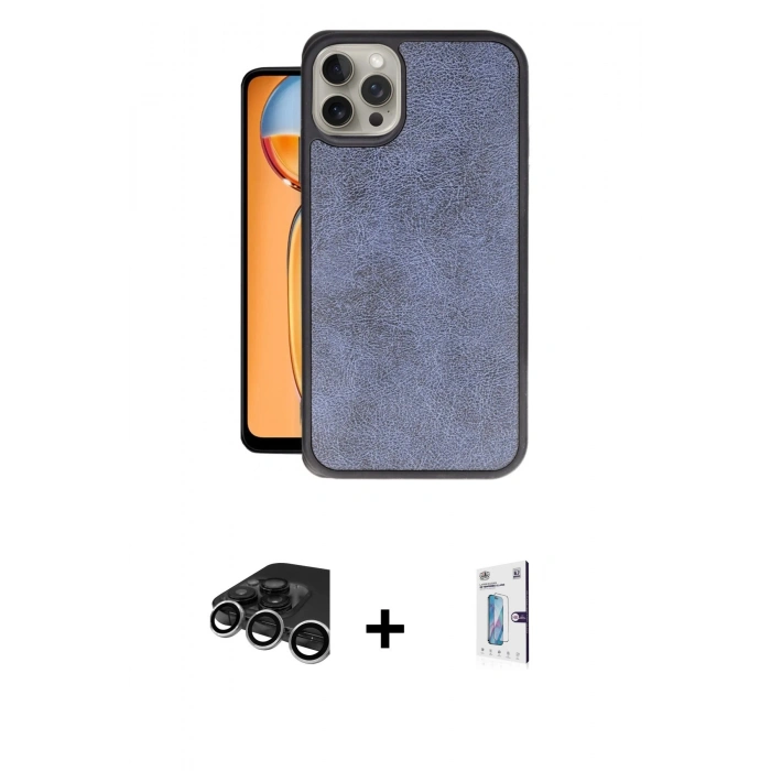 MARSİLYAN™- iPhone 15 Pro Kılıf Kıvılcım Işık Serisi - Siyah Bilvis 0.18mm Plus Cam Ekran Koruyucu + Raze Metal Kamera Lens - GS