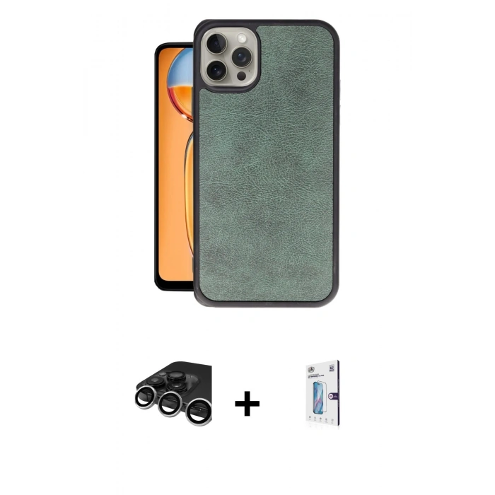MARSİLYAN™- iPhone 15 Pro Kılıf Kıvılcım Işık Serisi - Siyah Bilvis 0.18mm Plus Cam Ekran Koruyucu + Raze Metal Kamera Lens - GS