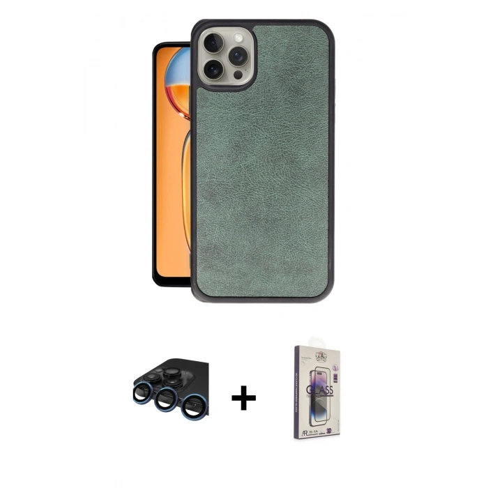 MARSİLYAN™- iPhone 15 Pro Kılıf Kıvılcım Işık Serisi - Siyah Bilvis 3D Cam Ekran Koruyucu + Raze Metal Kamera Lens - LT