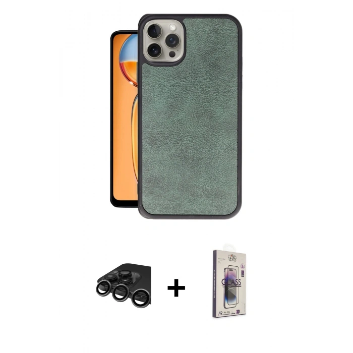 MARSİLYAN™- iPhone 15 Pro Kılıf Kıvılcım Işık Serisi - Siyah Bilvis 3D Cam Ekran Koruyucu + Raze Metal Kamera Lens - TMGI