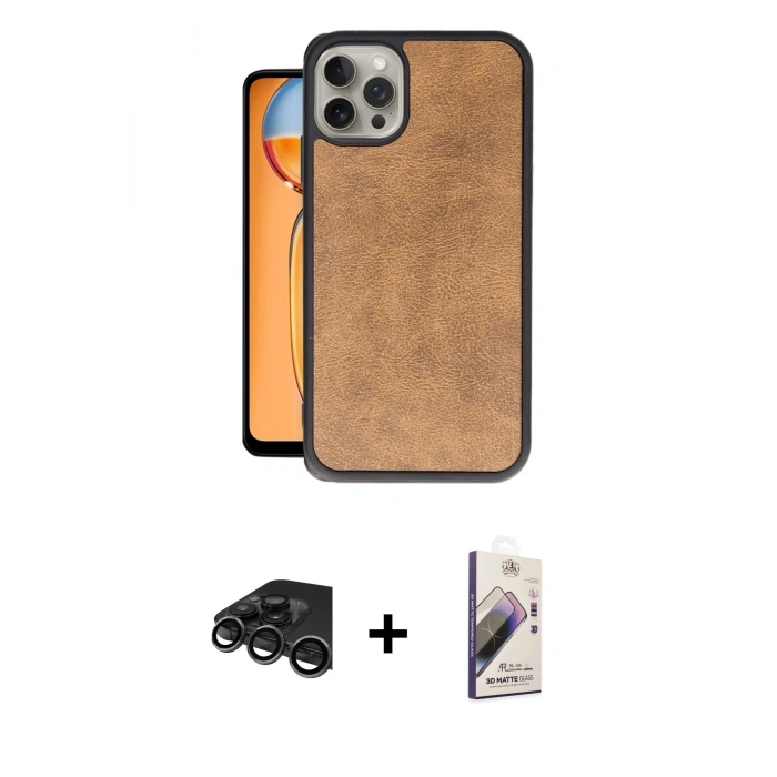 MARSİLYAN™- iPhone 15 Pro Kılıf Kıvılcım Işık Serisi - Siyah Bilvis 3D Mat Cam Ekran Koruyucu + Raze Metal Kamera Lens - TMGI