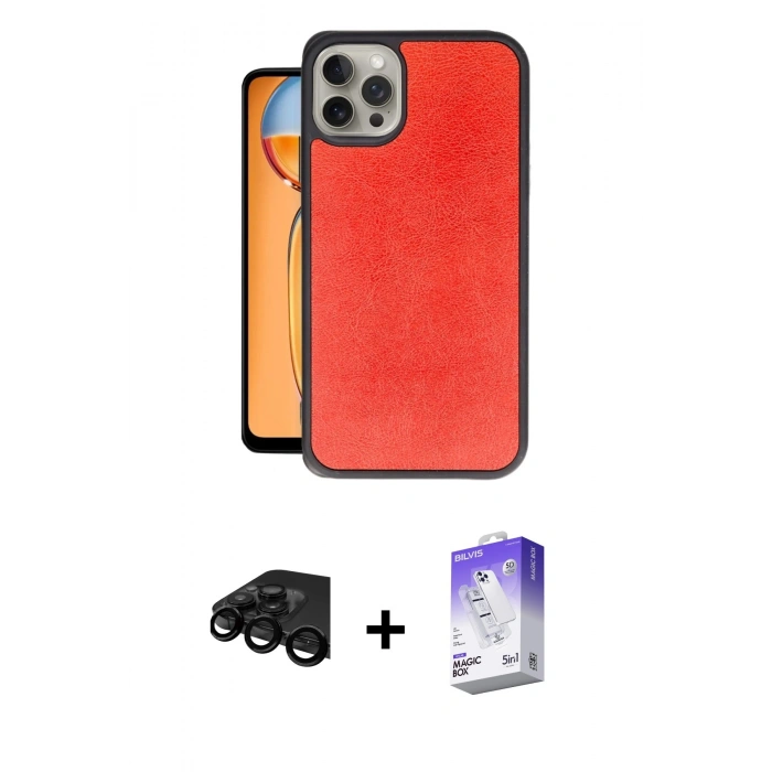 MARSİLYAN™- iPhone 15 Pro Kılıf Kıvılcım Işık Serisi - Siyah Bilvis 5in1 3D Magic Cam Ekran Koruyucu + Raze Metal Kamera Lens - SH