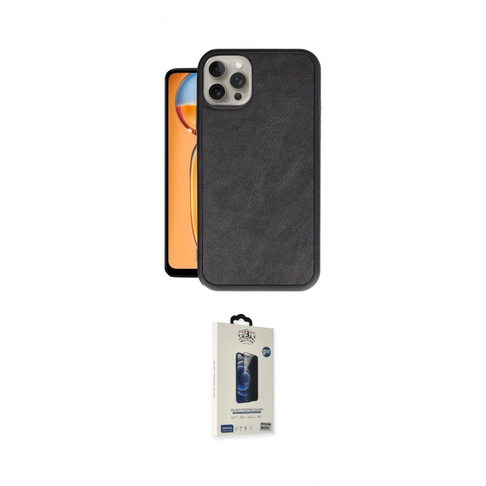 MARSİLYAN™- iPhone 15 Pro Kılıf Kıvılcım Işık Serisi - Siyah Bilvis Hayalet Cam Ekran Koruyucu