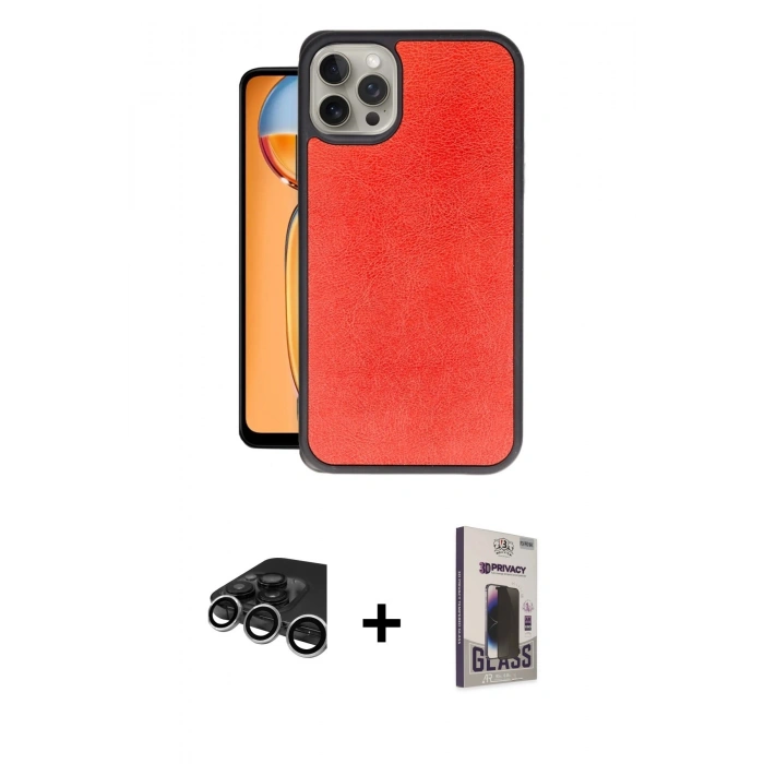 MARSİLYAN™- iPhone 15 Pro Kılıf Kıvılcım Işık Serisi - Siyah Bilvis Hayalet Cam Ekran Koruyucu + Raze Metal Kamera Lens - GS