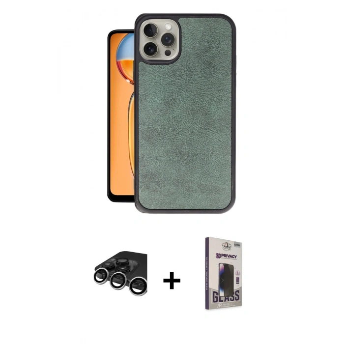 MARSİLYAN™- iPhone 15 Pro Kılıf Kıvılcım Işık Serisi - Siyah Bilvis Hayalet Cam Ekran Koruyucu + Raze Metal Kamera Lens - GS