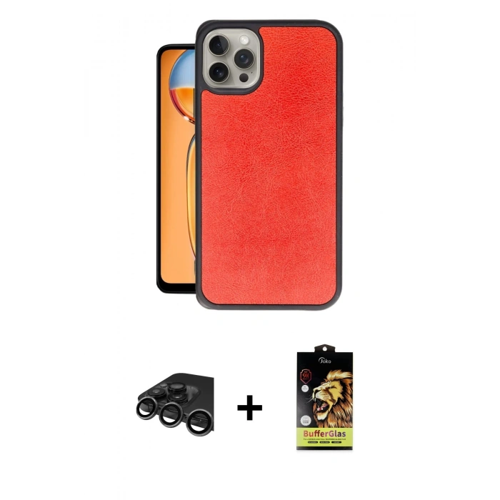 MARSİLYAN™- iPhone 15 Pro Kılıf Kıvılcım Işık Serisi - Siyah Buffer Cam Ekran Koruyucu + Raze Metal Kamera Lens - TMGI