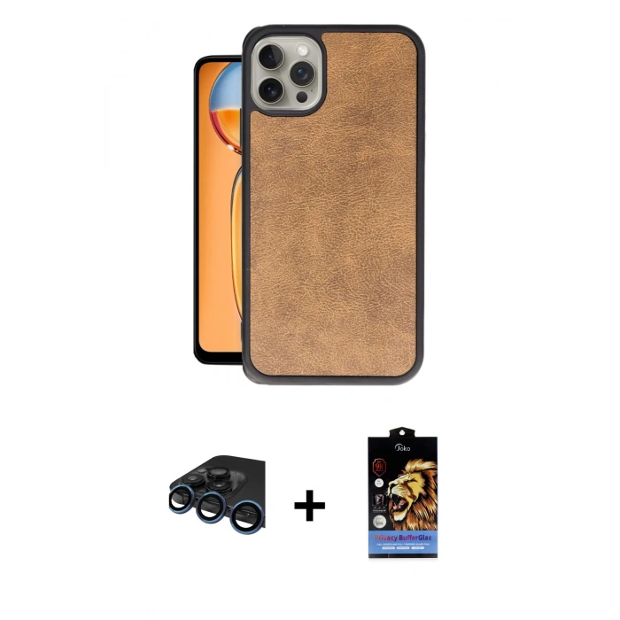 MARSİLYAN™- iPhone 15 Pro Kılıf Kıvılcım Işık Serisi - Siyah Buffer Hayalet Cam Ekran Koruyucu + Lacivert Raze Metal Kamera Lens