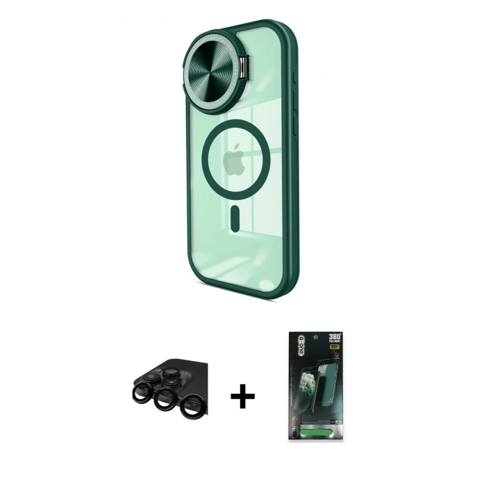 MARSİLYAN™- iPhone 15 Pro Kılıf Kıvılcım Modern Koleksiyonu - Şeffaf 360 Full Body Arka Koruyucu + Raze Metal Kamera Lens - SH