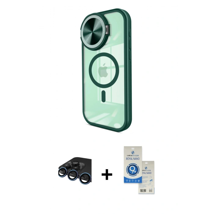 MARSİLYAN™- iPhone 15 Pro Kılıf Kıvılcım Modern Koleksiyonu - Şeffaf Royal Nano Ekran Koruyucu + Raze Metal Kamera Lens - LT