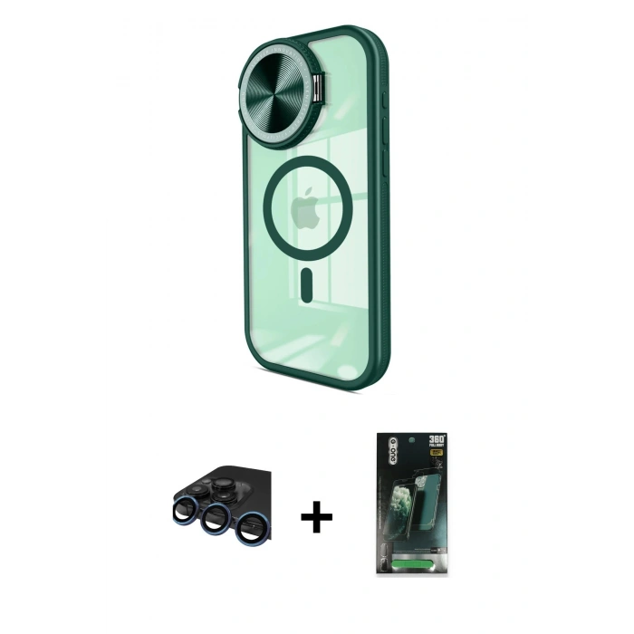 MARSİLYAN™- iPhone 15 Pro Kılıf Kıvılcım Modern Koleksiyonu - Siyah 360 Mat Full Body Arka Koruyucu + Raze Metal Kamera Lens - LT