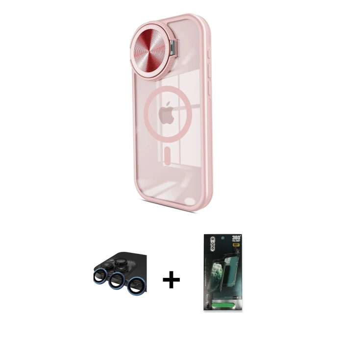 MARSİLYAN™- iPhone 15 Pro Kılıf Kıvılcım Modern Koleksiyonu - Siyah 360 Mat Full Body Arka Koruyucu + Raze Metal Kamera Lens - LT