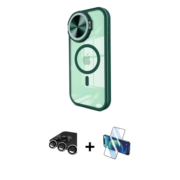 MARSİLYAN™- iPhone 15 Pro Kılıf Kıvılcım Modern Koleksiyonu - Siyah 3D Antistatik Cam Ekran Koruyucu + Raze Metal Kamera Lens - GS