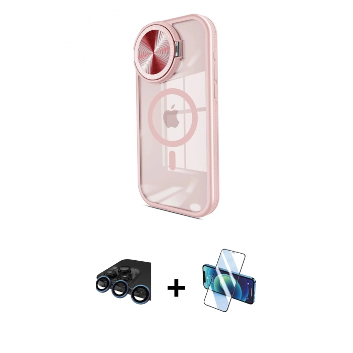 MARSİLYAN™- iPhone 15 Pro Kılıf Kıvılcım Modern Koleksiyonu - Siyah 3D Antistatik Cam Ekran Koruyucu + Raze Metal Kamera Lens - LT