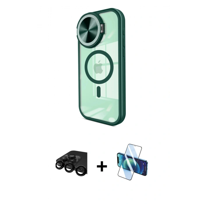 MARSİLYAN™- iPhone 15 Pro Kılıf Kıvılcım Modern Koleksiyonu - Siyah 3D Antistatik Cam Ekran Koruyucu + Raze Metal Kamera Lens - SH